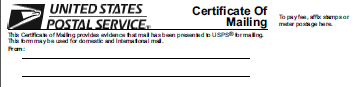 USPS Certificate of Mailing