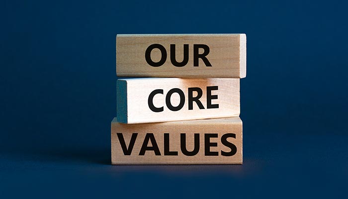 Our core values written on building blocks of excellence that LetterStream stands by for customers and employees