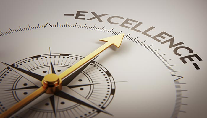 A compass with an arrow pointing to excellence to showcase our perfect mail and commitment to excellence at LetterStream