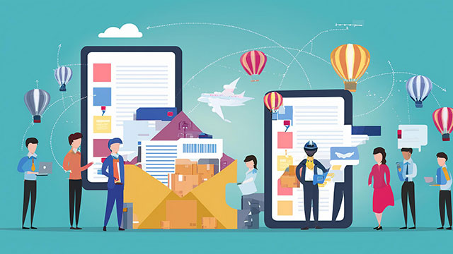 Different industries and individuals using online mailing services.