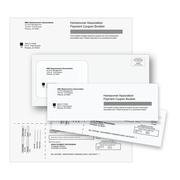 Coupon payment booklets and sheets