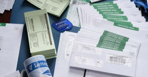 LetterStream content with certified mail flats and first class mail envelopes