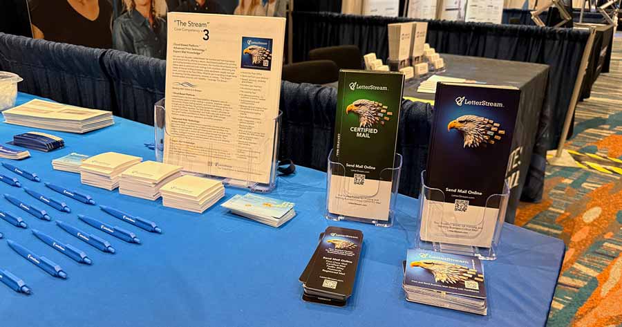 LetterStream booth with brochures. 