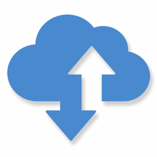 LetterStream API: image of a blue cloud with an arrow going both up and down to indicate the API data transfer.