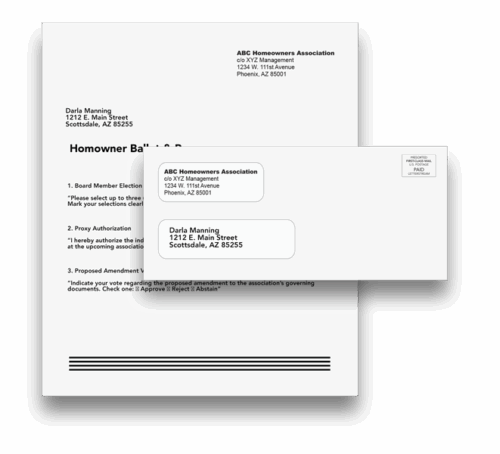 Ballot and proxy mail example letter and envelope