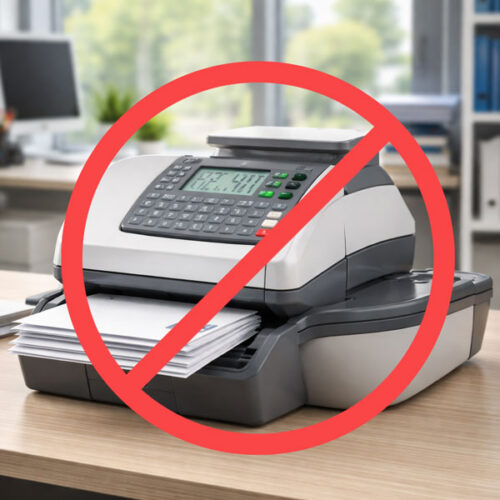 Postage Meter with a red circle with a crossed line through it indicating no postal meter use