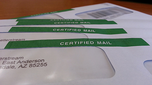 USPS certified mail letters