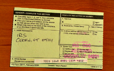 certified mail green card